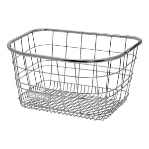 Koszyk rowerowy przedni stalowy srebrny chromowany 