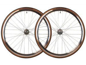 Zestaw kół torowych ostre koło srebrny Santafixie 30 mm Czarno-Beżowe Opony