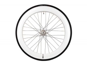 Koło Białe tył ostre koło torowe Santafixie 60 mm plus opona wolnobieg zębatka