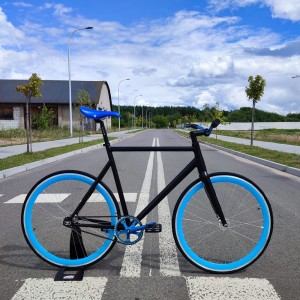 Rower SANTA FIXIE RAVAL Czarny MAT Niebieski ostre koło